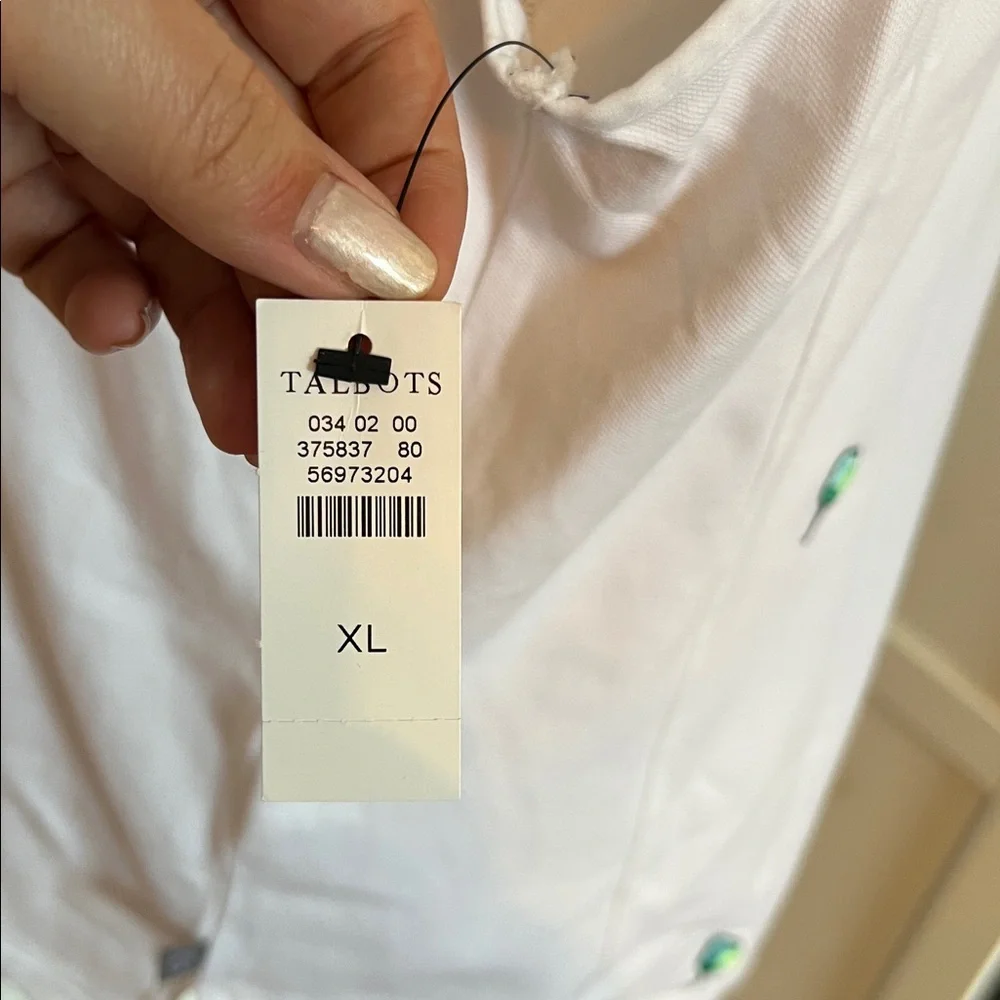 NWT T by Talbots UPF 50+ Pickleball Sleeveless Polo Zipper Top - White - XL - Picture 9 of 10